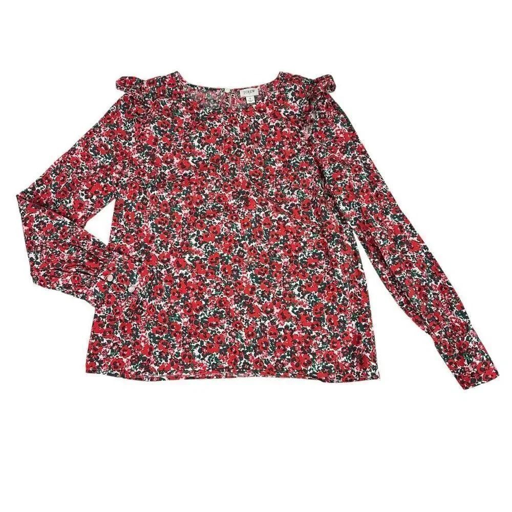 J. Crew Women’s Poplin Ruffle Top size Small Floral